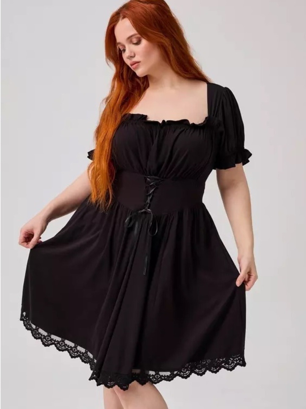 Torrid Nightfall Puff Sleeve Corset Mini Dress in Black